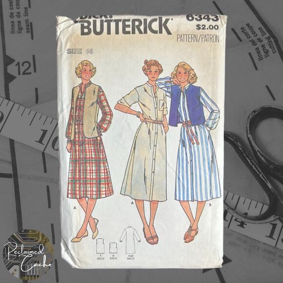 Butterick 6343 Misses' Dress & Vest Pattern - Size 14 - Picture 1 of 5